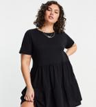 New Look Curve Jersey Smock Mini Dress In Black