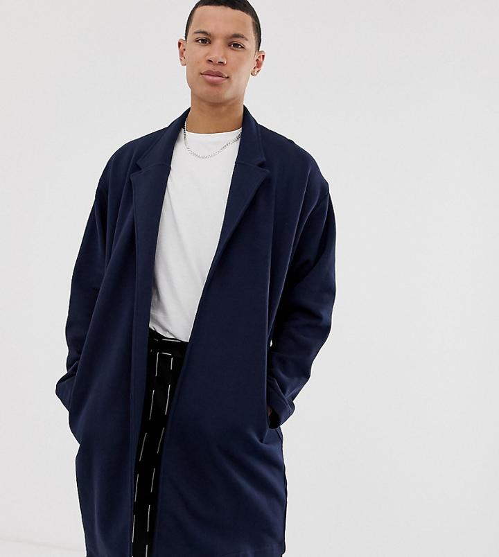 Asos Design Tall Oversized Jersey Duster In Navy - Navy