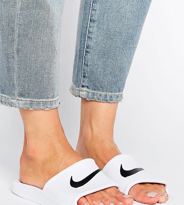 Nike White Kawa Slider Sandals