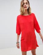 Nytt Sophie Trumpet Sleeve Mini Dress - Red