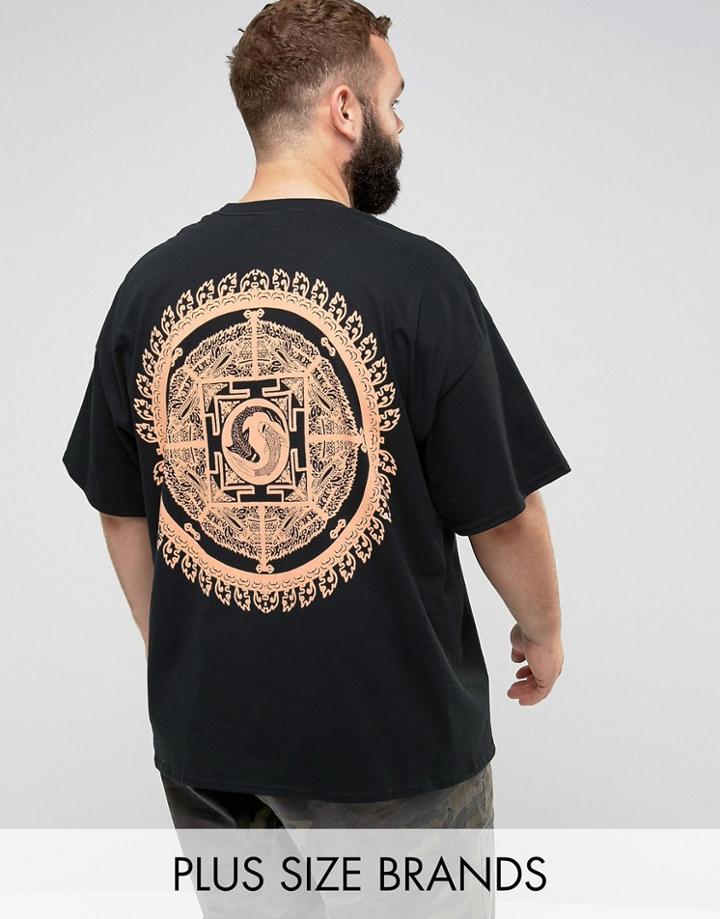Hnr Ldn Plus Koi Crest Back Print T-shirt - Black