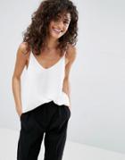 Asos Design Swing Cami With Double Layer - White