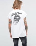 Asos Sleeveless Oversized T-shirt With The Rolling Stones Tongue Print - White