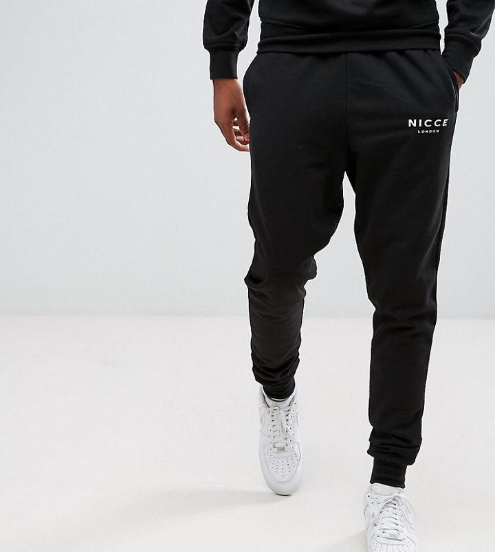 Nicce London Tall Skinny Joggers In Black - Black
