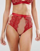 Asos Valentina Corded Lace High Waist Pant - Red