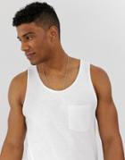 Jack & Jones Originals Tank With Raw Hem Details In White - White