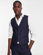 Selected Homme Vest In Blue Check-blues