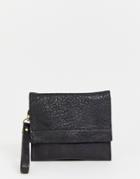 Urbancode Small Leather Cross Body Bag With Flapover - Black