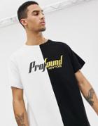 Profound Aesthetic Cut & Sew T-shirt With Chest Logo In Black & White - Multi