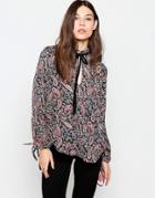 Madam Rage Blouse With Ruffle Neck In Paisley Print - Multi