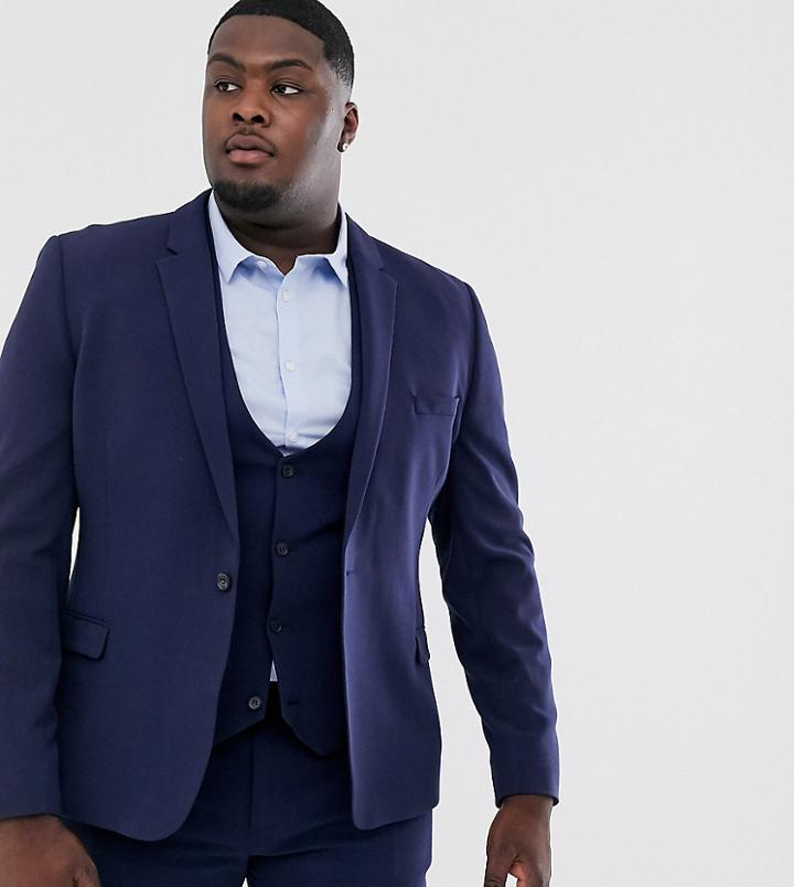 Asos Design Plus Super Skinny Fit Suit Jacket In Navy - Navy