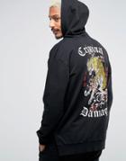 Criminal Damage Hoodie With Tiger Back Print - Black