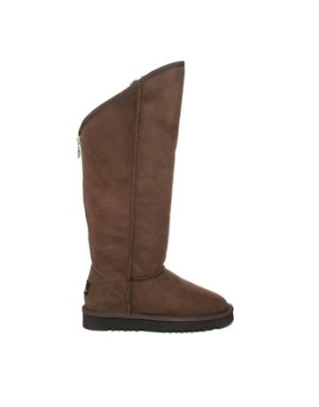 Love From Australia Jezebel Tall Leather Zip Boots - Brown