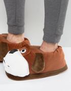 New Look Novelty Bulldog Slippers In Brown - Brown