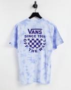 Vans Checker Logo Tie-dye Back Print T-shirt In Blue-blues