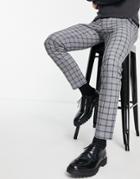 Jack & Jones Premium Slim Suit Pant In Gray Check