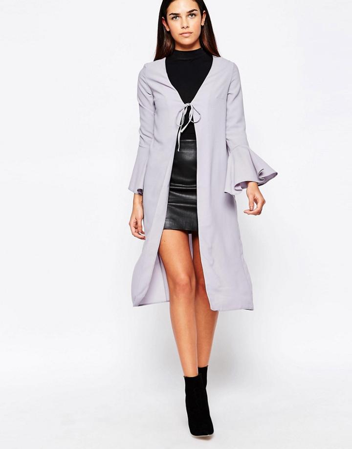 Love Bell Sleeve Tie Jacket - Gray