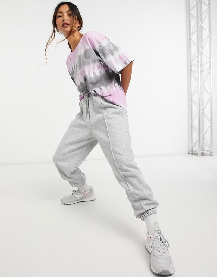 Asos Design Oversized T-shirt In Pink Tie Dye Stripe