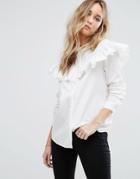 Vila Ruffle Prairie Shirt - White
