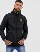 Gym King Hooded Windbreaker With Gold Embroidery - Black