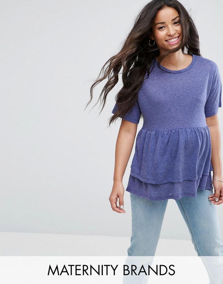 New Look Maternity Layered Pephem Top - Blue