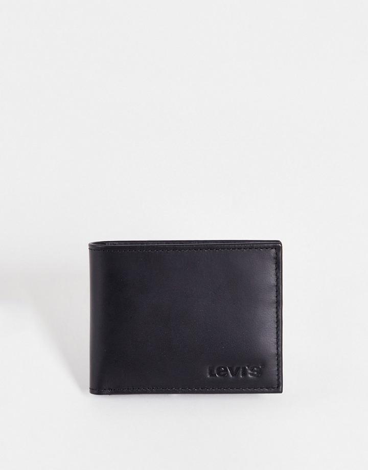 Levi's Leather Bifold Wallet With Coin Pocket And Modern Vintage Logo In Black