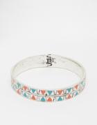 Asos Bangle With Geometric Design In Silver - Burnished Rhodium