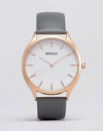 Breda Meter Gray Leather Watch With Gold Face - Gray