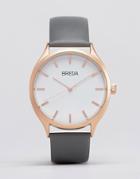 Breda Meter Gray Leather Watch With Gold Face - Gray