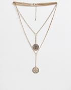 Missguided Multi Layered Coin Pendant Necklace - Gold