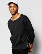 Asos Oversized Sweatshirt With Boat Neck & Side Zips - Gray