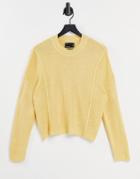 Asos Design Boxy Sweater With Crew Neck In Yellow