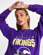 Asos Design Oversized Long Sleeve T-shirt Nfl Vikings Print In Purple
