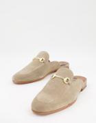 Walk London Terry Bar Backless Mule Loafers In Beige Suede-neutral
