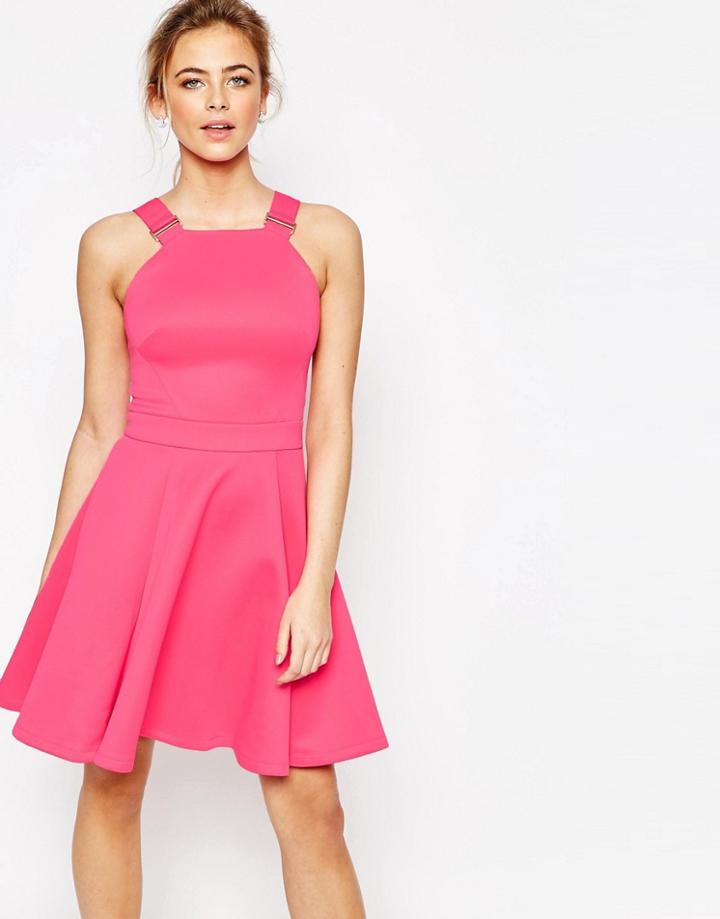 Ted Baker Jaimie Skater Dress With Buckle Straps - Pink