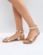Asos Felon Leather Flat Sandals - Gold