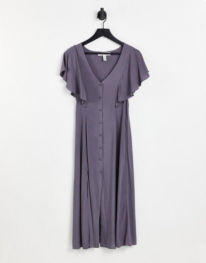 Liquorish Short Sleeve Midi Dress In Gray-grey
