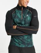 Dare2b Divert Core Stretch Base Layer Half Zip Sweat In Green/black