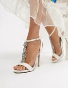 New Look Satin Embellished Heeled Sandal - White