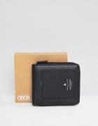 Asos Design Leather Zip Around Wallet In Black - Black