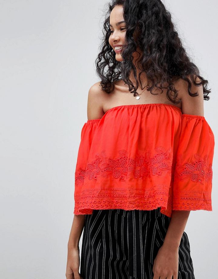 Qed London Off Shoulder Top - Pink