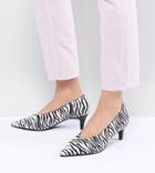 Monki Kitten Heel Zebra Shoe - Multi