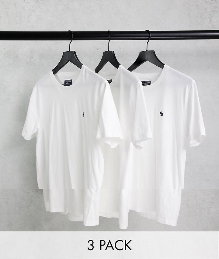 Abercrombie & Fitch 3 Pack T-shirts In White With Logo