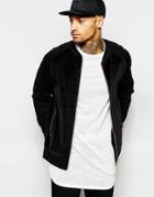 Asos Velour Bomber In Black - Black