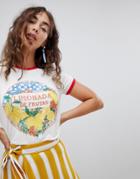Asos Design T-shirt With Contrast Binding And Limonada Print - Cream