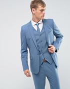 Asos Skinny Suit Jacket In Airforce Blue - Blue