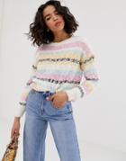 Vero Moda Speckle Stripe Sweater - White