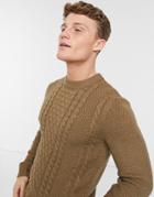 Jack & Jones Core Crewneck Textured Sweater In Beige-neutral