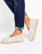Carvela Super Lace Flatform Espadrilles - Cream Fabric