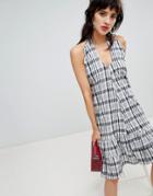 Resume Flica Asymmetric Shoulder Checked Dress-black